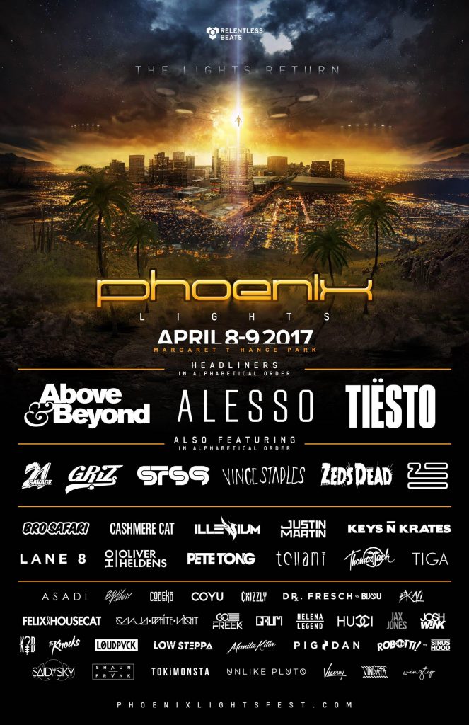  PHOENIX LIGHTS FESTIVAL ANNOUNCES COMPLETE LINEUP 2017